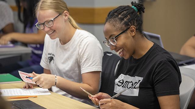 Two students in a statistics class